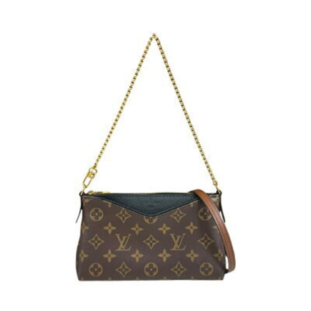 Louis Vuitton Pallas Clutch Monogram Shoulder Bag Canvas Brown